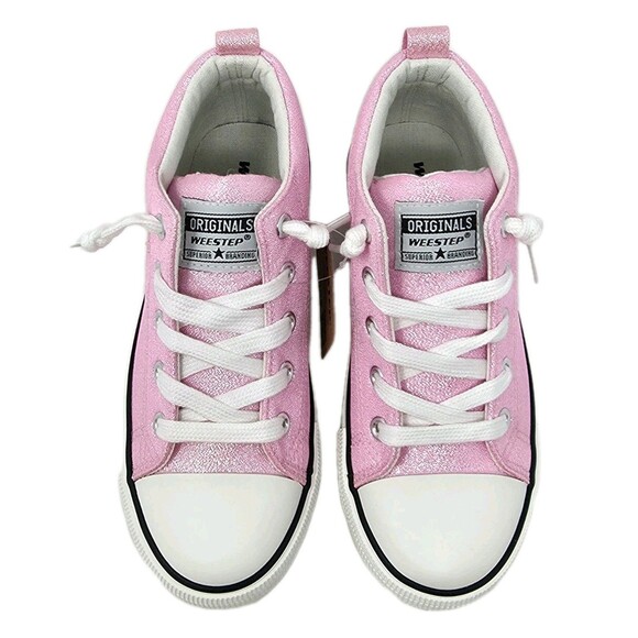 Weestep Kids Princess Pink Glitter High Top Canvas Sneakers Size 1 NEW - Picture 5 of 14